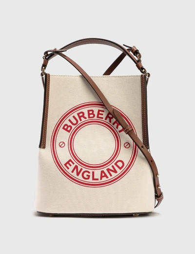 Shop Burberry Small Peggy Bucket Bag In Beige