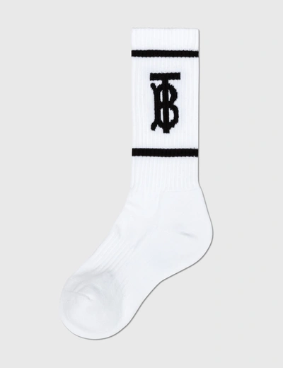 Shop Burberry Monogram Motif Intarsia Socks In White