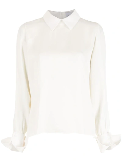 Shop Gloria Coelho Club Collar Blouse In Neutrals