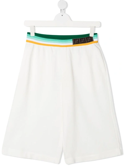 Shop Fendi Teen Logo-waistband Shorts In White