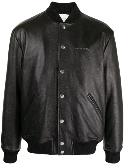Shop Alyx Logo-print Pebbled Leather Jacket In Black
