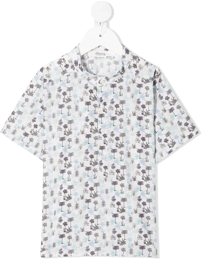 Shop Bonpoint Tree-print Collarless Shirt In White