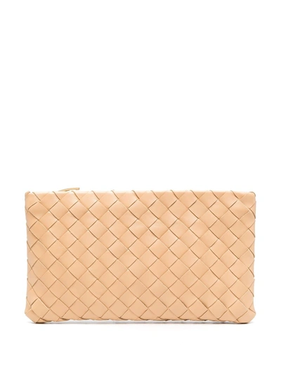 Shop Bottega Veneta Intrecciato Weave Clutch Bag In Neutrals