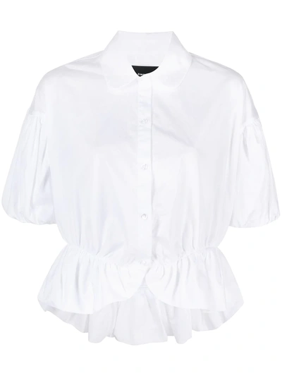 Shop Simone Rocha Ruffled Puff-sleeve Blouse In White