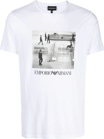 Shop Emporio Armani Photograph-print Cotton T-shirt In White