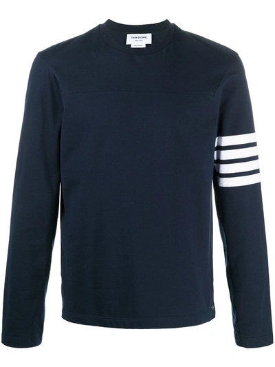 Shop Thom Browne Cotton Crewneck Sweater In Blue