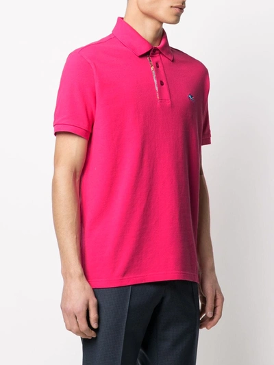 Shop Etro Printed Polo Shirt In Violet