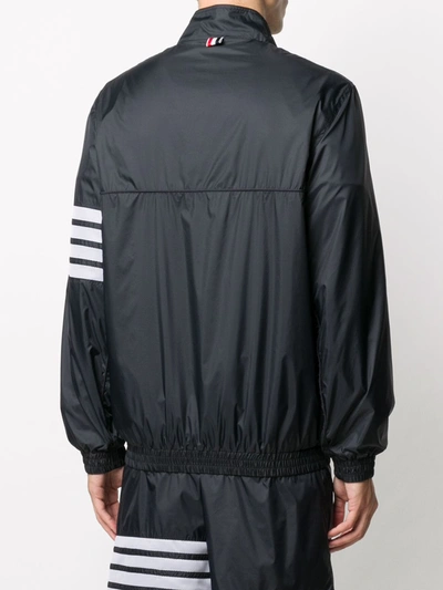 Shop Thom Browne Nylon Zip Up Jacket In Blue