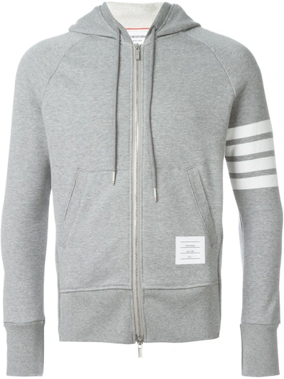 Shop Thom Browne Cotton Zip Up Sweatshirt In Grey