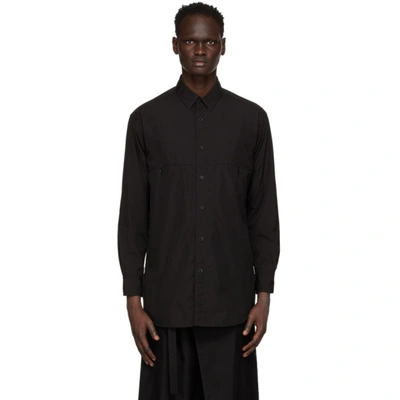 Shop Yohji Yamamoto Black Poplin Chain Stitch Shirt