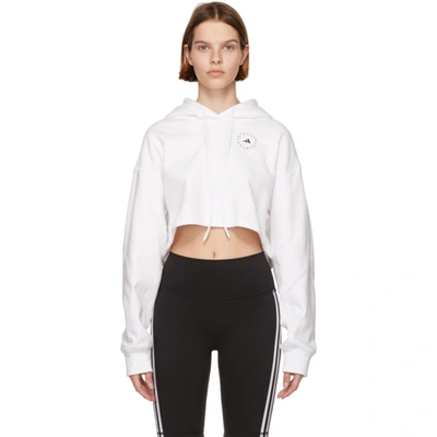 Shop Adidas By Stella Mccartney White Cropped Hoodie