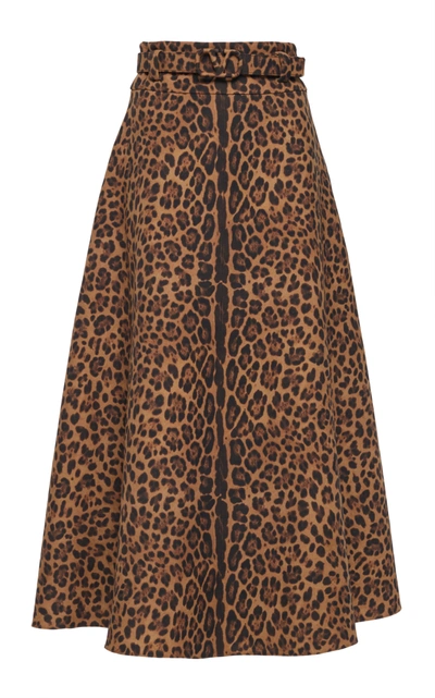 Shop Valentino Women's Leopard-print Wool And Silk-blend Midi Skirt In Animal