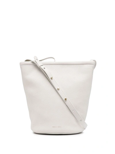 Shop Mansur Gavriel Zip Bucket Bag In White