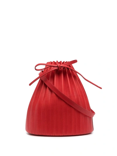 Shop Mansur Gavriel Pleated Bucket Bag In Red