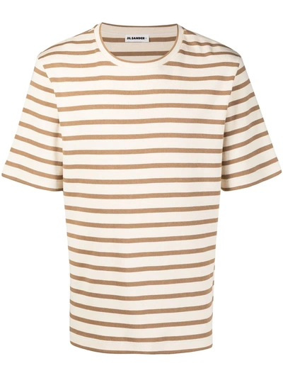 Shop Jil Sander Horizontal-stripe T-shirt In Neutrals