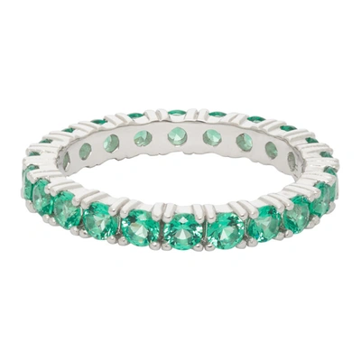 Shop Hatton Labs Ssense Exclusive Silver & Green Topaz Eternity Ring In Mint Green