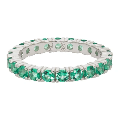 Shop Hatton Labs Ssense Exclusive Silver & Green Topaz Eternity Ring In Mint Green