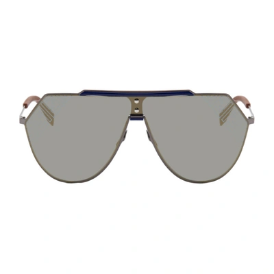 Shop Fendi Gunmetal 'forever ' Shield Sunglasses In Dark Ruthenium