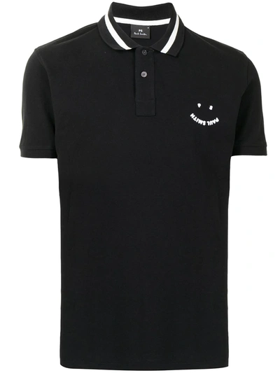 Shop Ps By Paul Smith Ps Happy Cotton Polo Shirt In Black