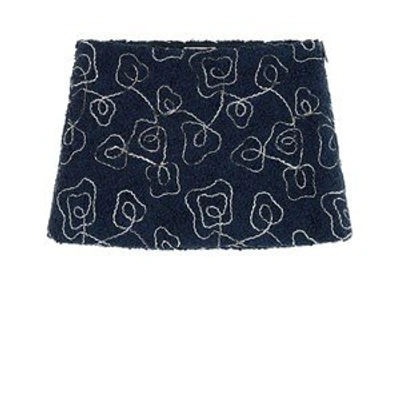 Shop Il Gufo Blue Embroidered Wool Skirt