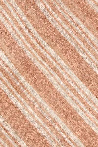 Shop Brunello Cucinelli Frayed Striped Linen-gauze Scarf In Sand