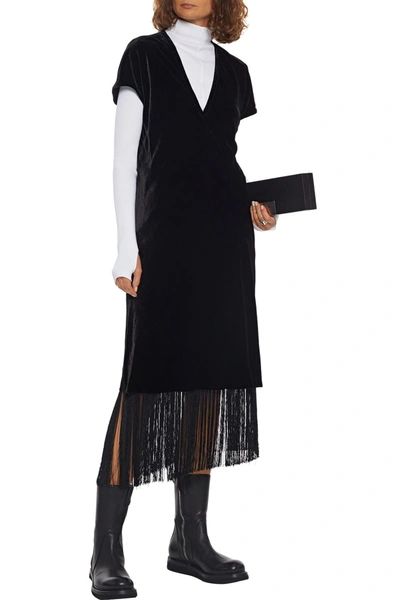 Rick Owens Paneled Crushed-velvet Tunic In Black