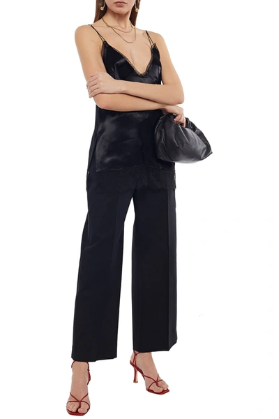 Shop Khaite Emi Lace-trimmed Satin Camisole In Black