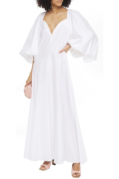 Shop Khaite Joanna Open-back Cotton-twill Maxi Dress In White