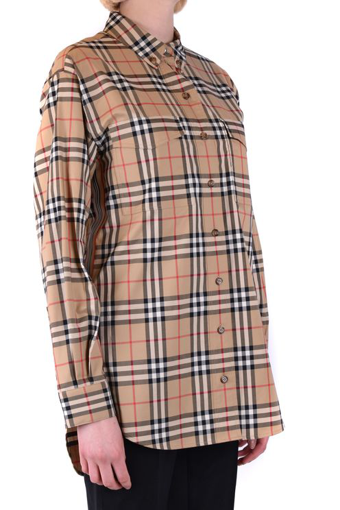 burberry women's brit tonal check shirt carmel