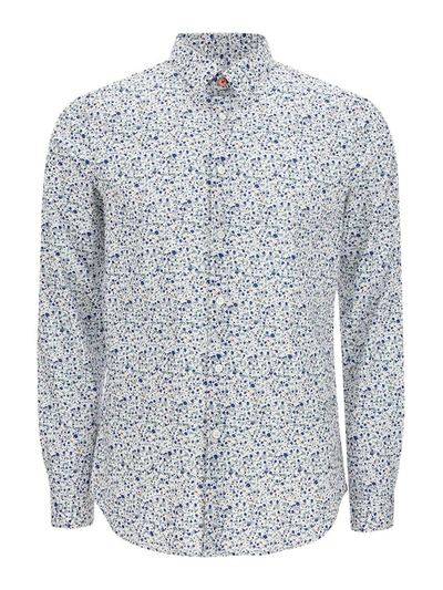 Shop Paul Smith Patterned Stretch Cotton Shirt In White