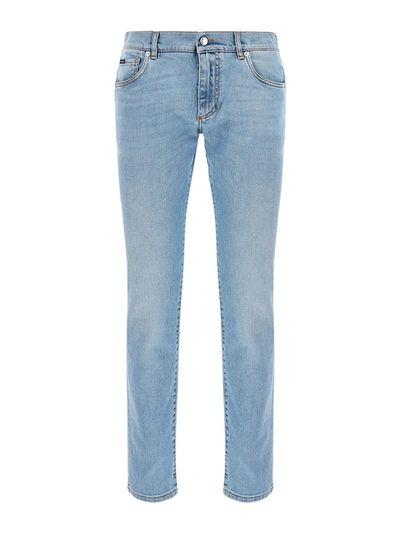 Shop Dolce & Gabbana Denim Straight Leg Jeans In Light Wash