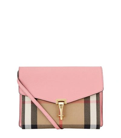 Burberry Macken Small Leather & House Check Canvas Crossbody Bag In Pink |  ModeSens