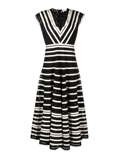 Shop Red Valentino Striped Patterned Dress In Black