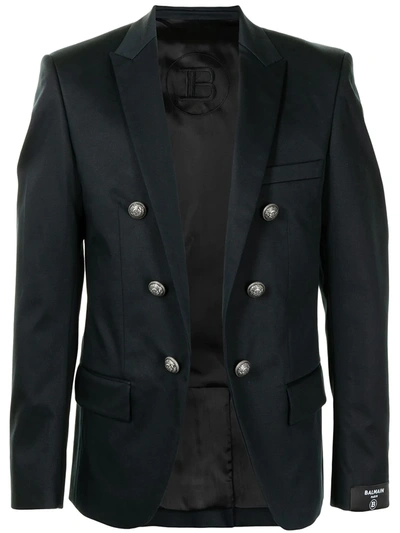 Shop Balmain Button-front Blazer In Blue