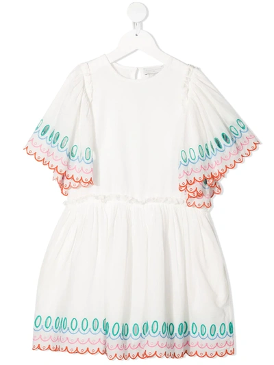 Shop Stella Mccartney Embroidered-design Short-sleeve Dress In White