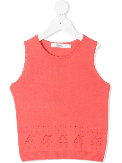 Shop Bonpoint Knitted Perforated Cherry Vest In Pink