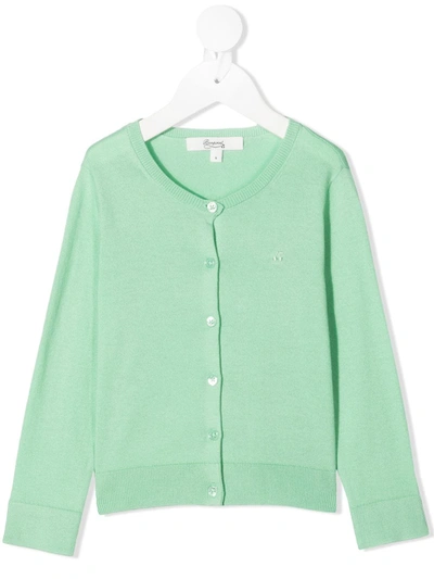 Shop Bonpoint Buttoned Long-sleeve Cardigan In Green