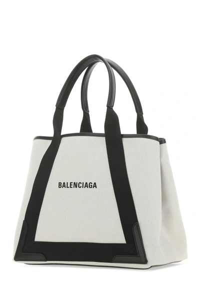 Balenciaga Cabas S Logo-print Leather-trim Canvas Bag In Black | ModeSens