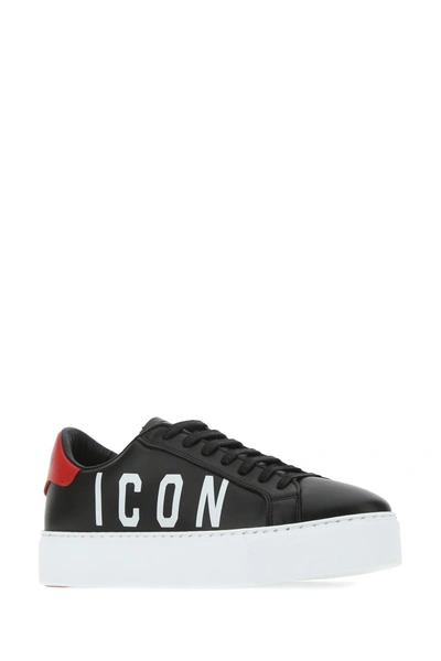 Shop Dsquared2 Black Leather Sneakers Nd Dsquared Donna 36.5