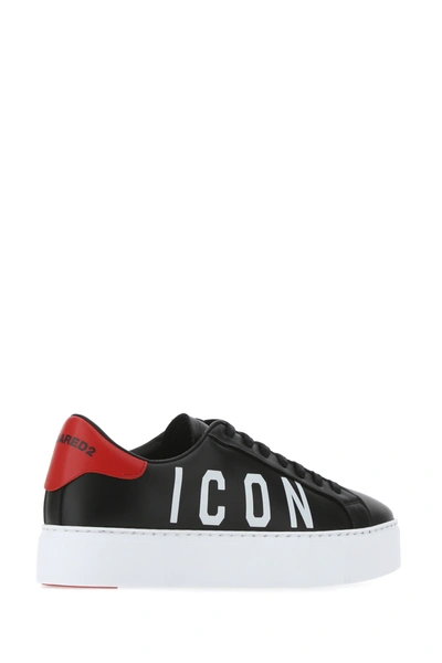 Shop Dsquared2 Black Leather Sneakers Nd Dsquared Donna 36.5