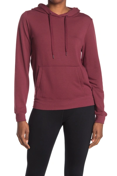 Shop 90 Degree By Reflex Terry Brushed Pullover Hoodie In Burnt Raspberry