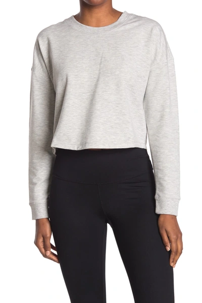 Shop 90 Degree By Reflex Terry Brushed Solid Cropped Sweatshirt In Htr.grey