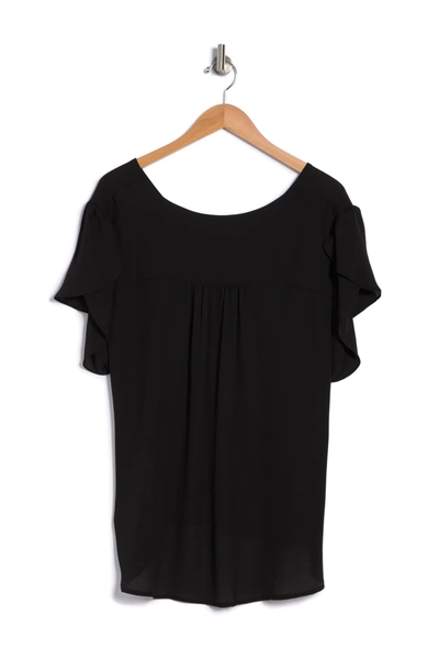 Shop Philosophy Tulip Sleeve Button Front Top In Black