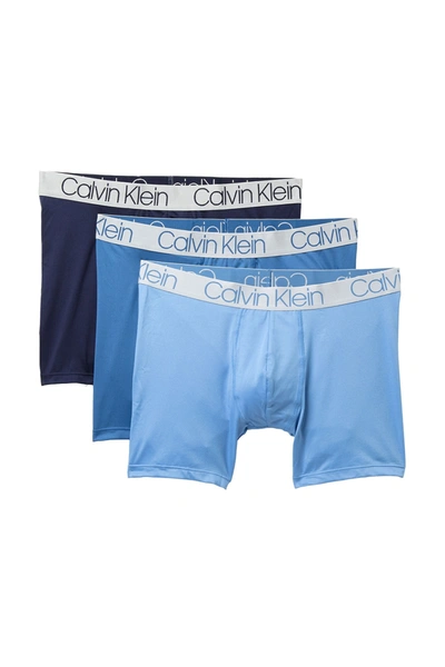Shop Calvin Klein 3-pack Performance Boxer Briefs In Dvc Pct/dft/slv