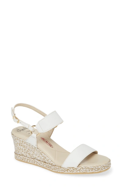 Shop Amalfi By Rangoni Luc Wedge Leather Sandal In White Leather
