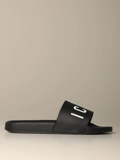 Shop Dsquared2 Rubber Sandal With Icon Print In Black
