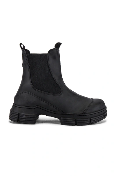 Ganni City Recycled Rubber Ankle Boots Black In Black