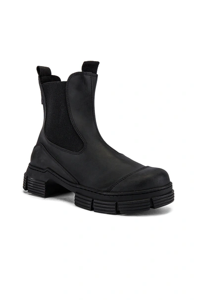 Ganni City Recycled Rubber Ankle Boots Black In Black