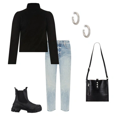 Ganni City Recycled Rubber Ankle Boots Black In Black