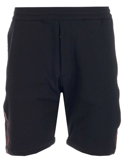 Shop Alexander Mcqueen Selvedge Logo Tape Shorts In Black